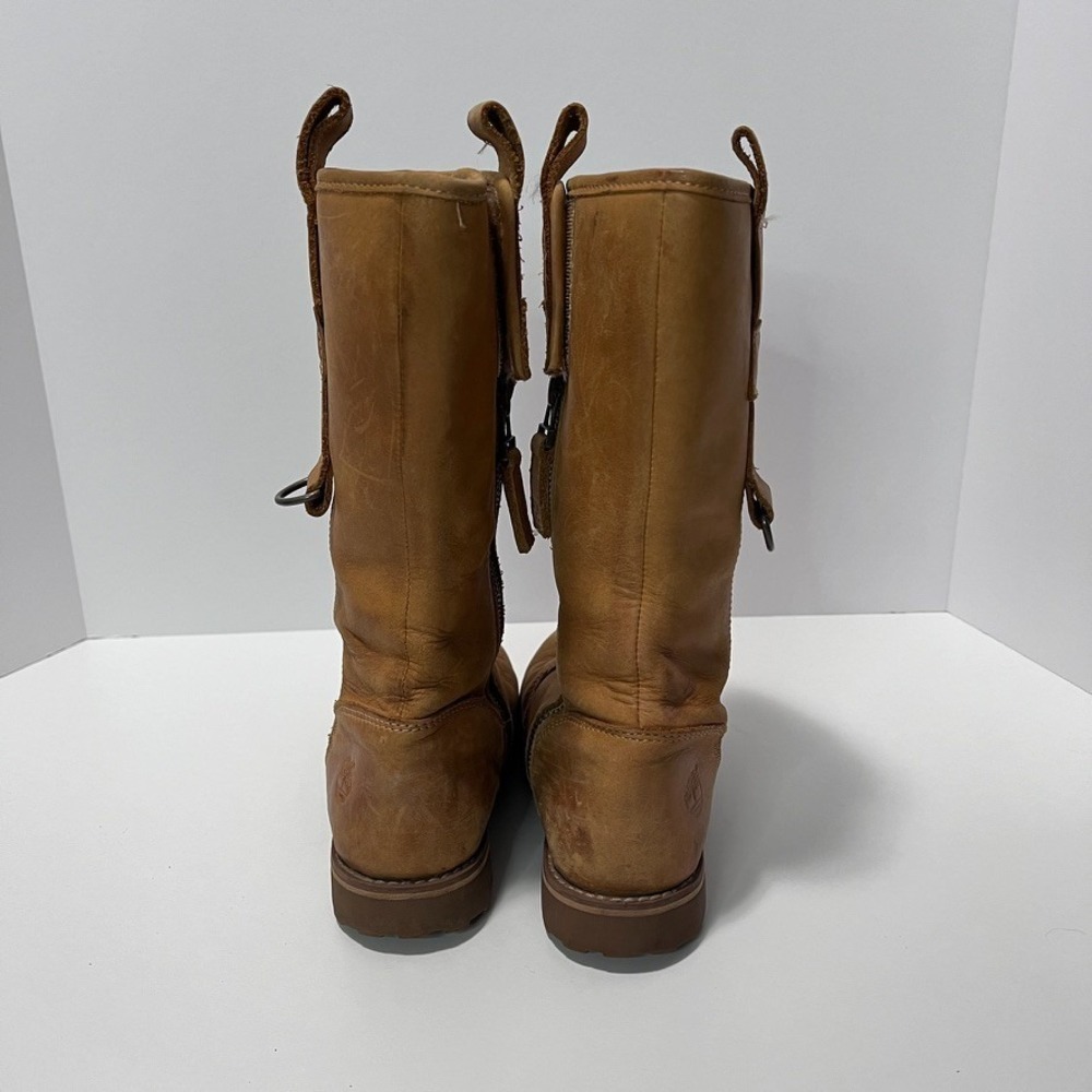 Timberland Girls US 2.5 EU 34.5 Leather Riding/Biker/Combat Boots Zipper Buckle - Picture 2 of 10